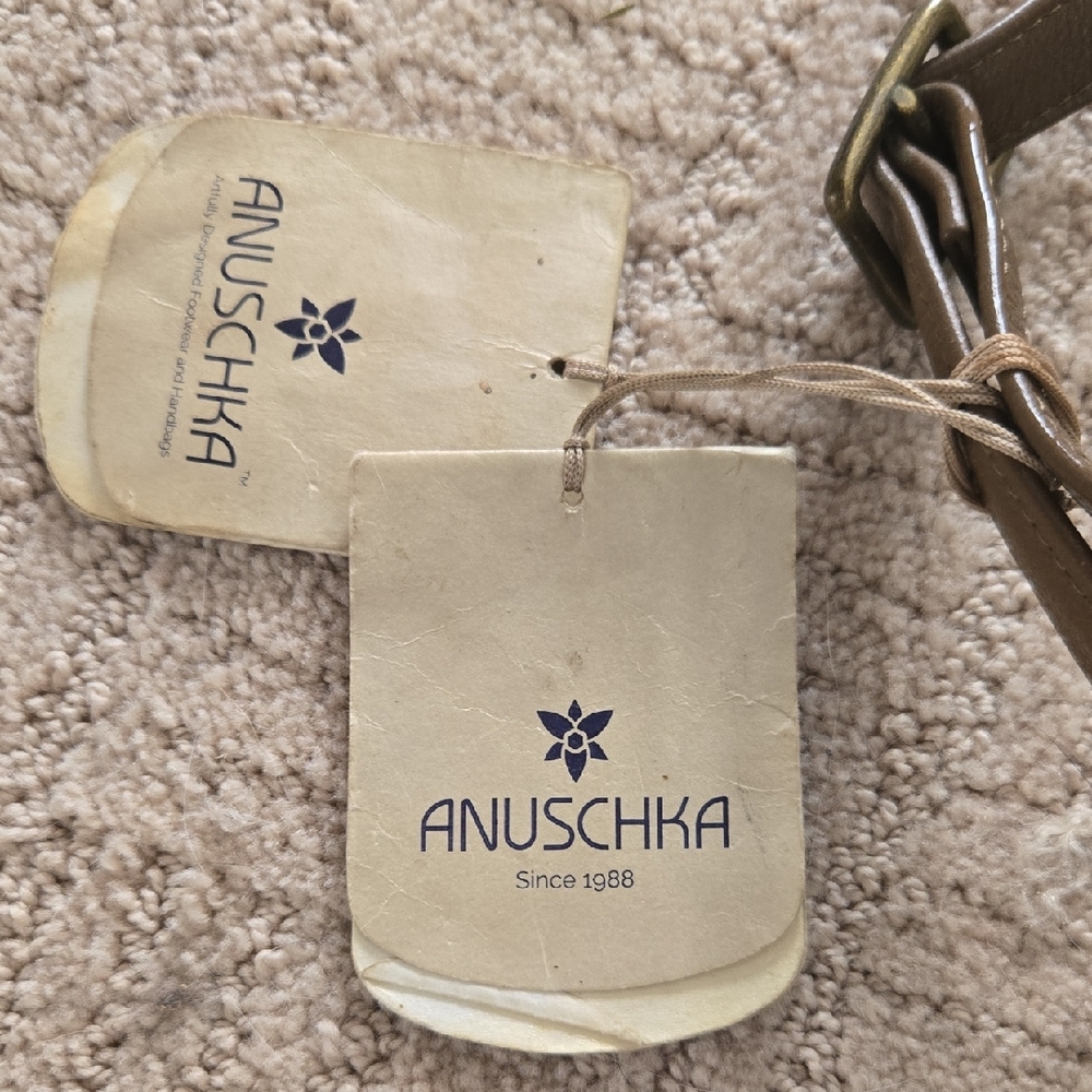Anuschka Elegant Brown Leather Strap One Of A Kind Hand Painted